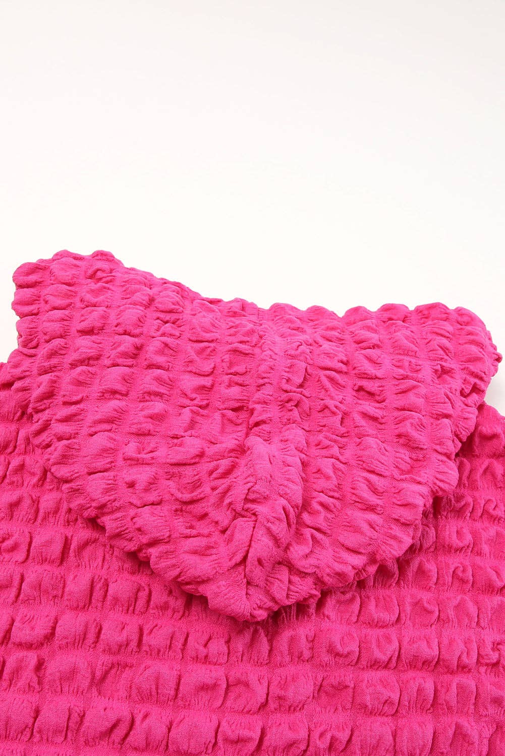 Bubble Textured Waffle Hoodie: Rose